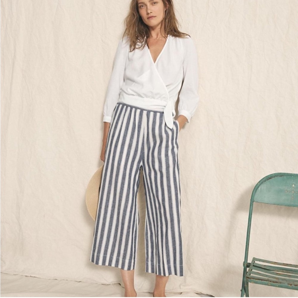 Madewell Huston pull on linen crop pants size L